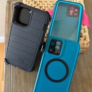 OtterBox Black clip on and Lifeproof Cases iPhone 12